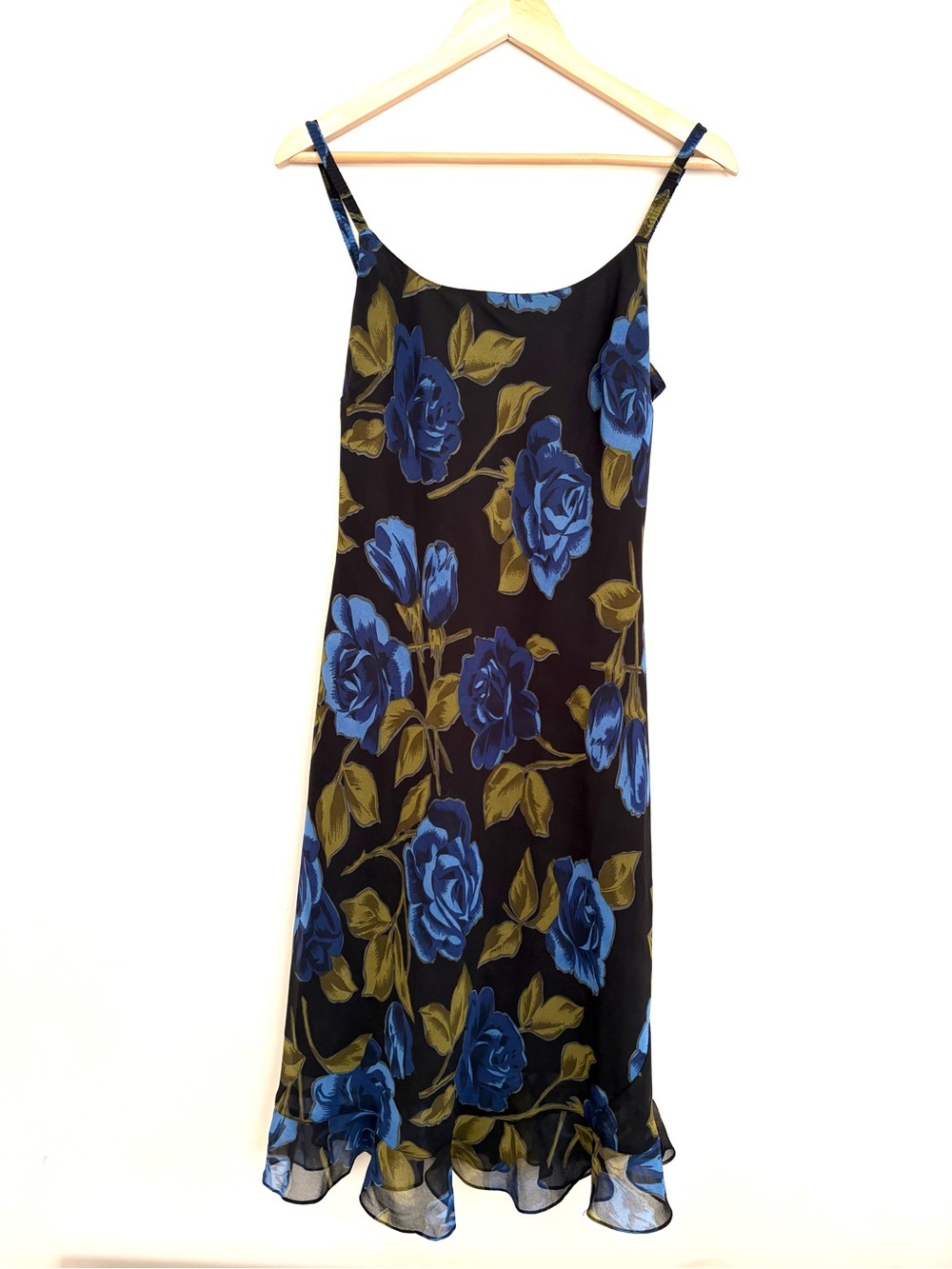 Eva blue Y2K Slip Dress with Blue Floral Print